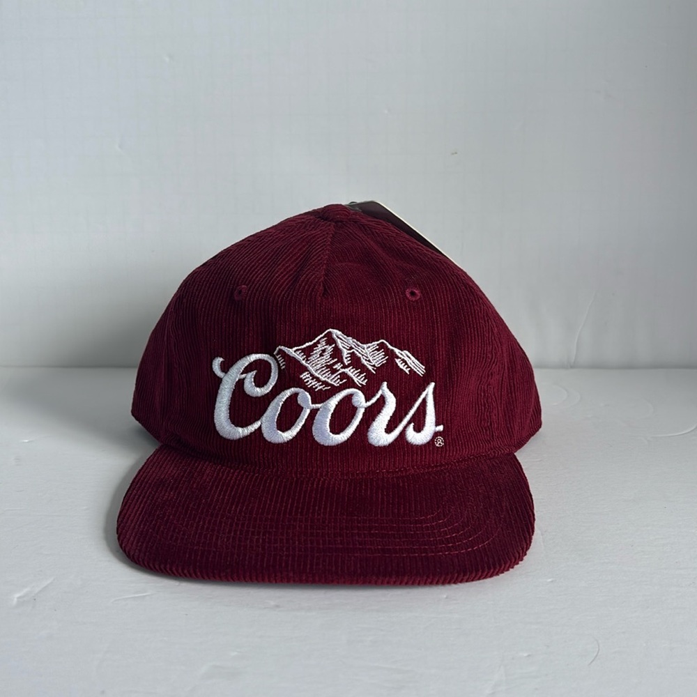 Coors Banquet snapback adjustable Plum Corduroy hat Cap with Coors logo in white
